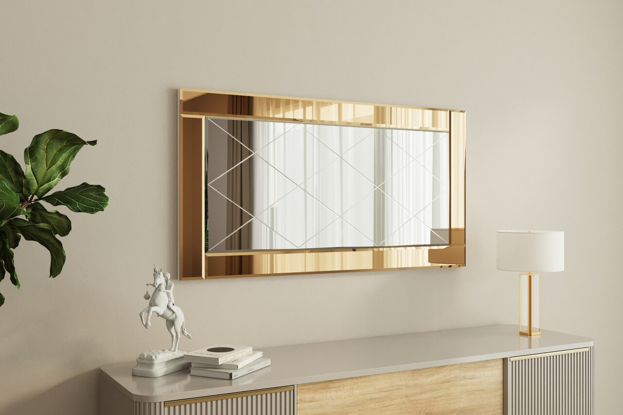 Oglinda decorativa, Hanah Home, Pierre, 60x120x2.2 cm, Bronz / Alb - imagine 6